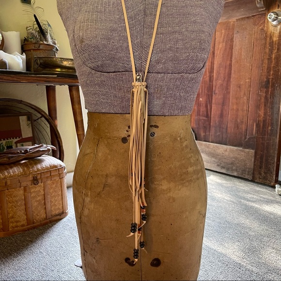 HANDMADE Suede and Deerskin Tan Leather Firekeeper Lighter Holder Necklace - Picture 3 of 9